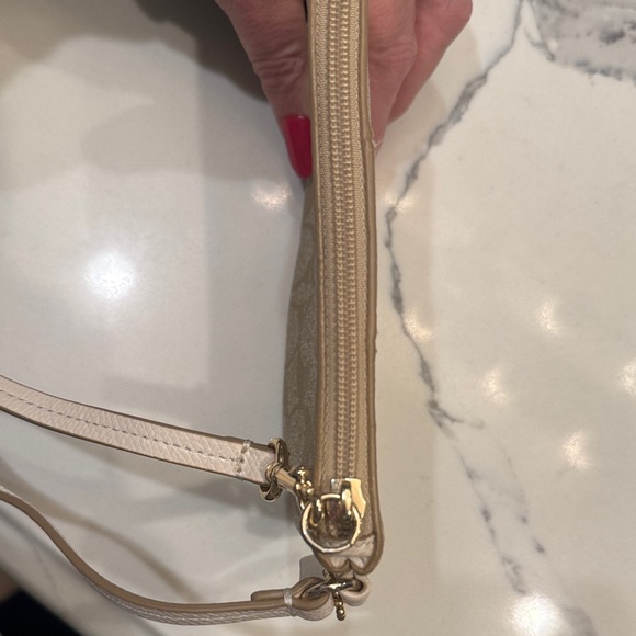 Coach Tan and Cream Signature Wristlet - Picture 10 of 16